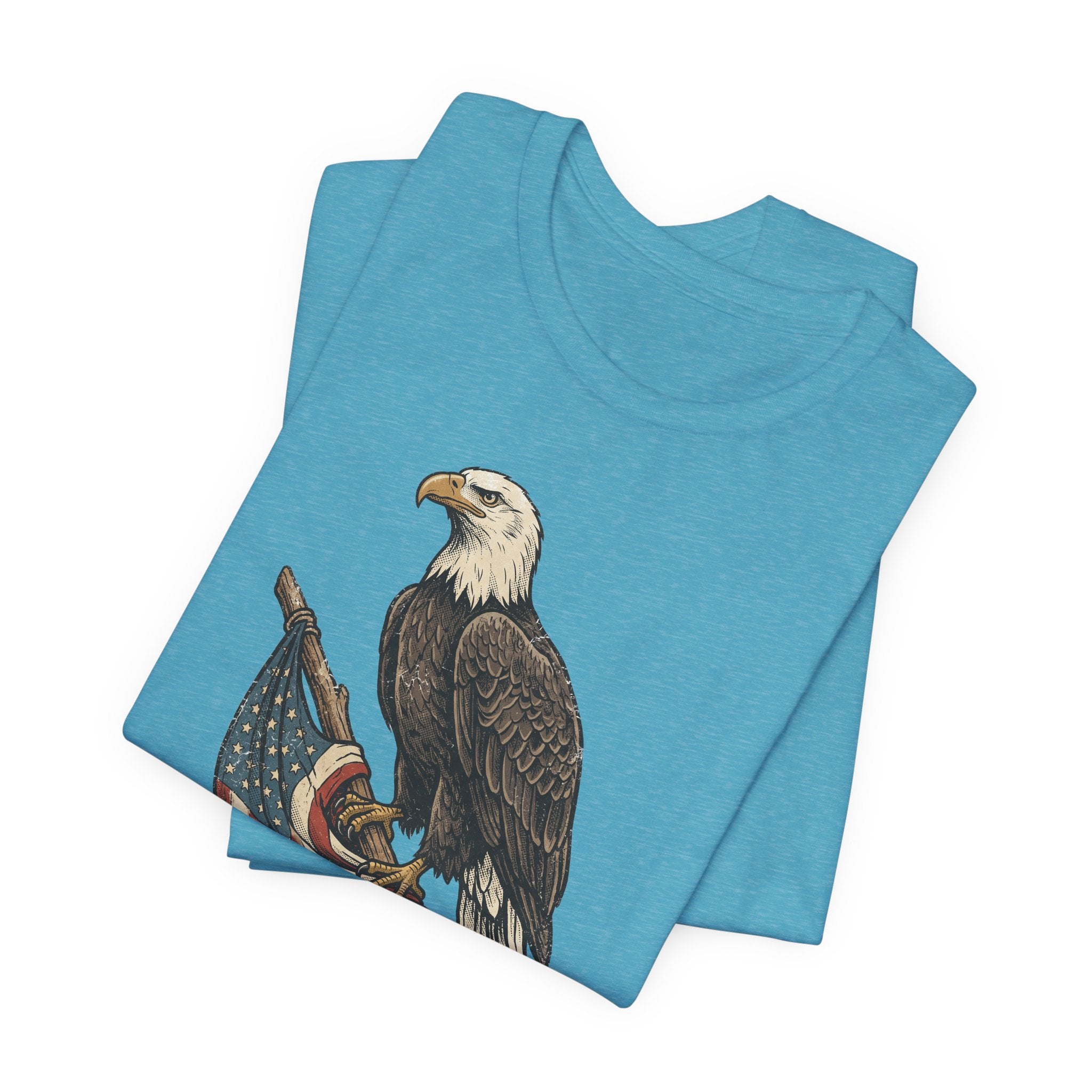 Bald Eagle American Flag T-Shirt | Patriotic USA Stars Stripes Vintage Eagle Graphic Tee Gift