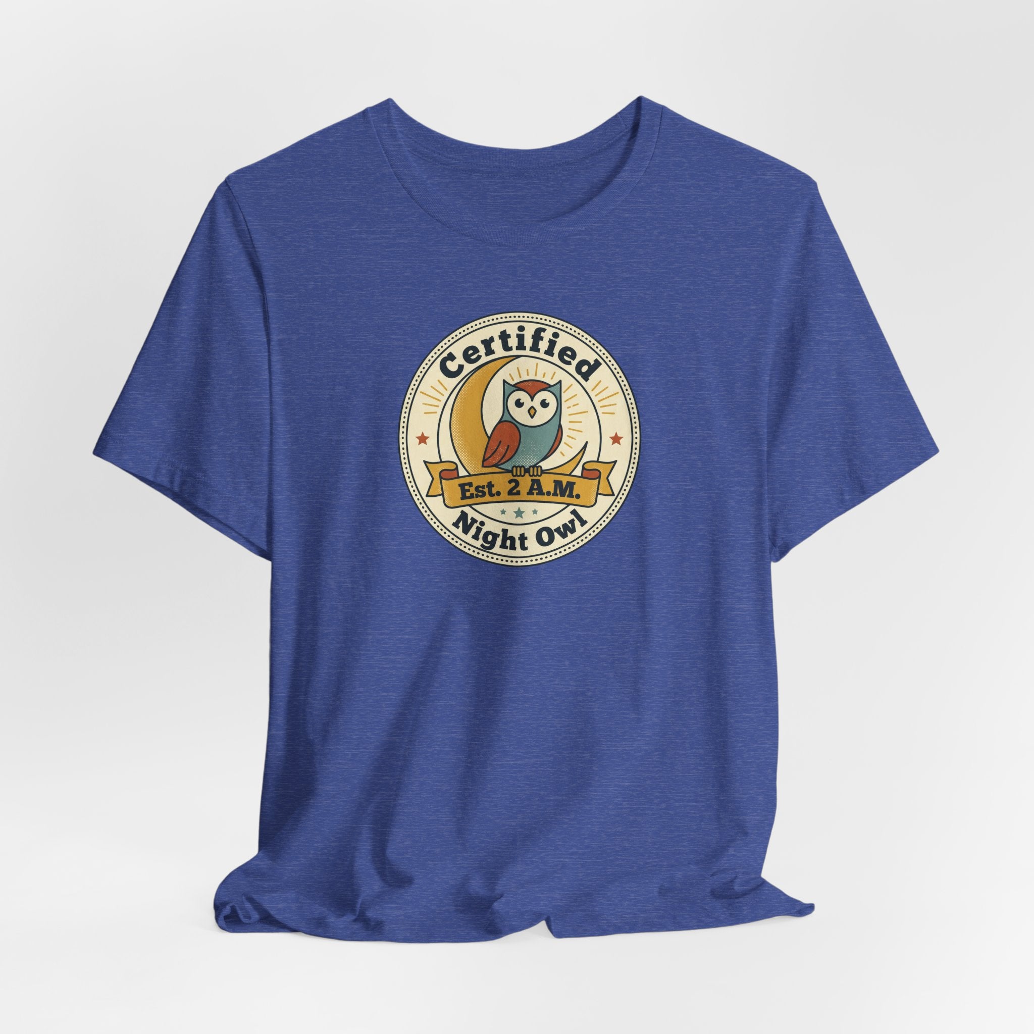 Certified Night Owl owl badge T-Shirt | 2 AM est. graphic tee