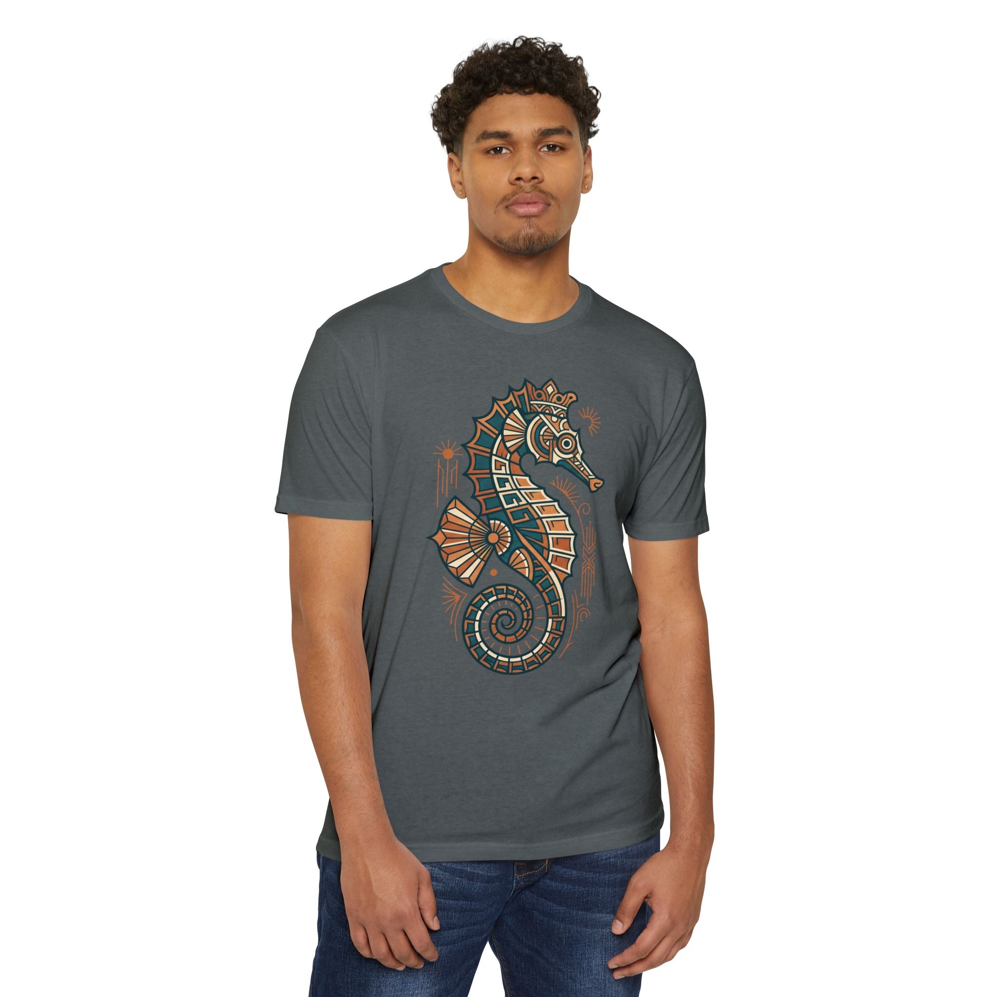 Seahorse T-Shirt Nautical Mosaic Coastal Beach Ocean Art Graphic Tee Sea Lover Gift Unisex