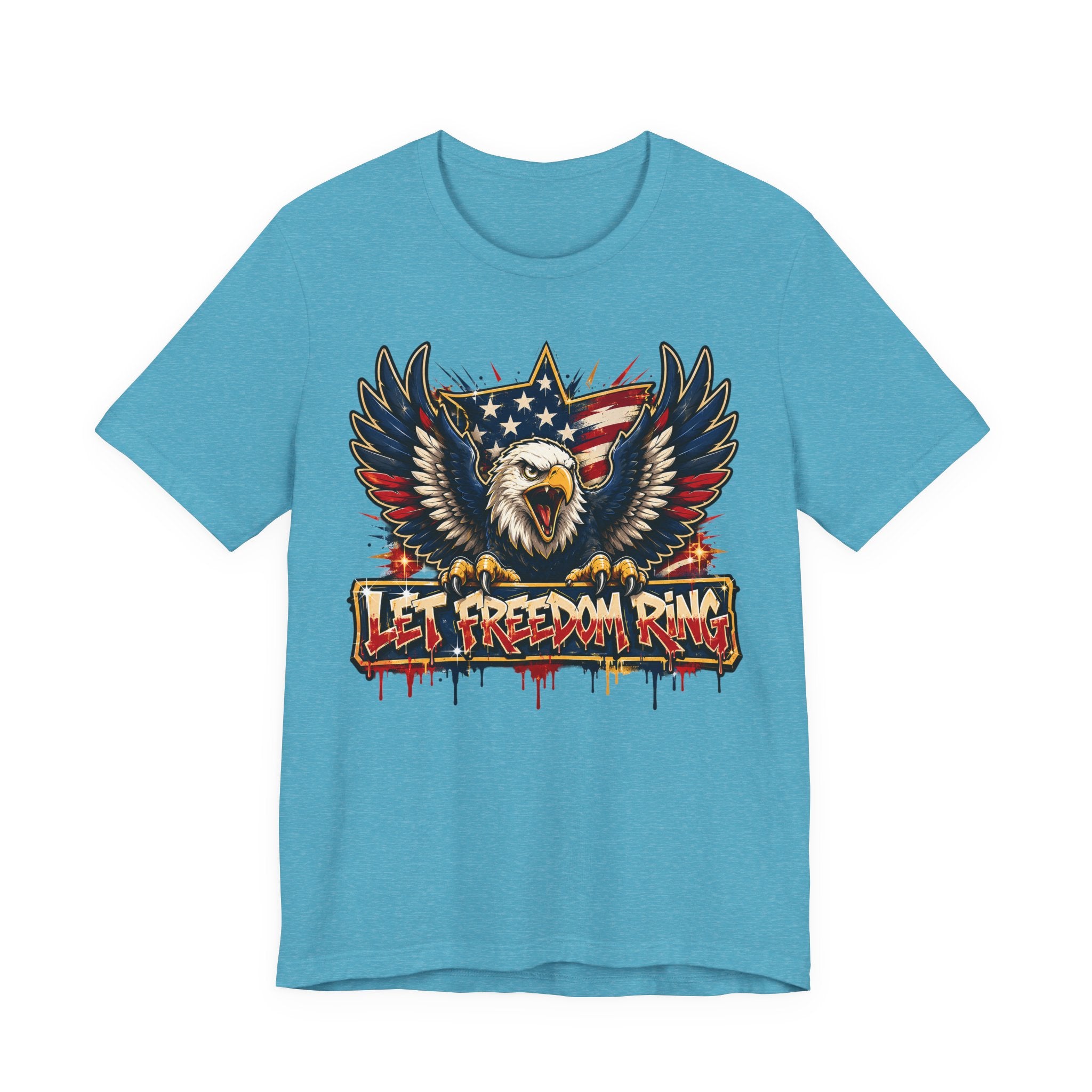 Let Freedom Ring Bald Eagle T-Shirt | 4th of July Patriotic American Flag Graphic Tee