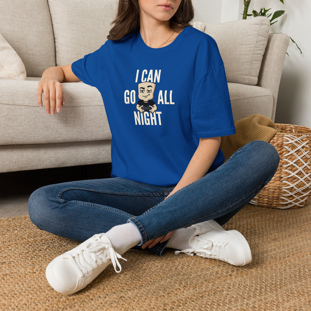 I Can Go All Night T-Shirt | Funny Gamer Tee | Video Game Controller Innuendo Humor Gift
