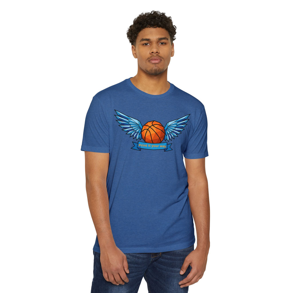 Custom Basketball T-Shirt Personalized Winged Basketball Banner Tee Add Your Name or Team Unisex