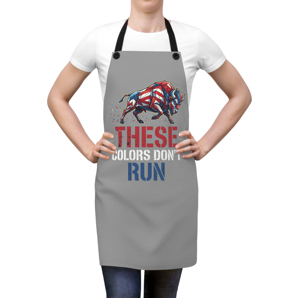 These Colors Don't Run Buffalo Apron | Patriotic American Flag Grilling Apron | Bold USA Kitchen Apron | BBQ Gift Apron