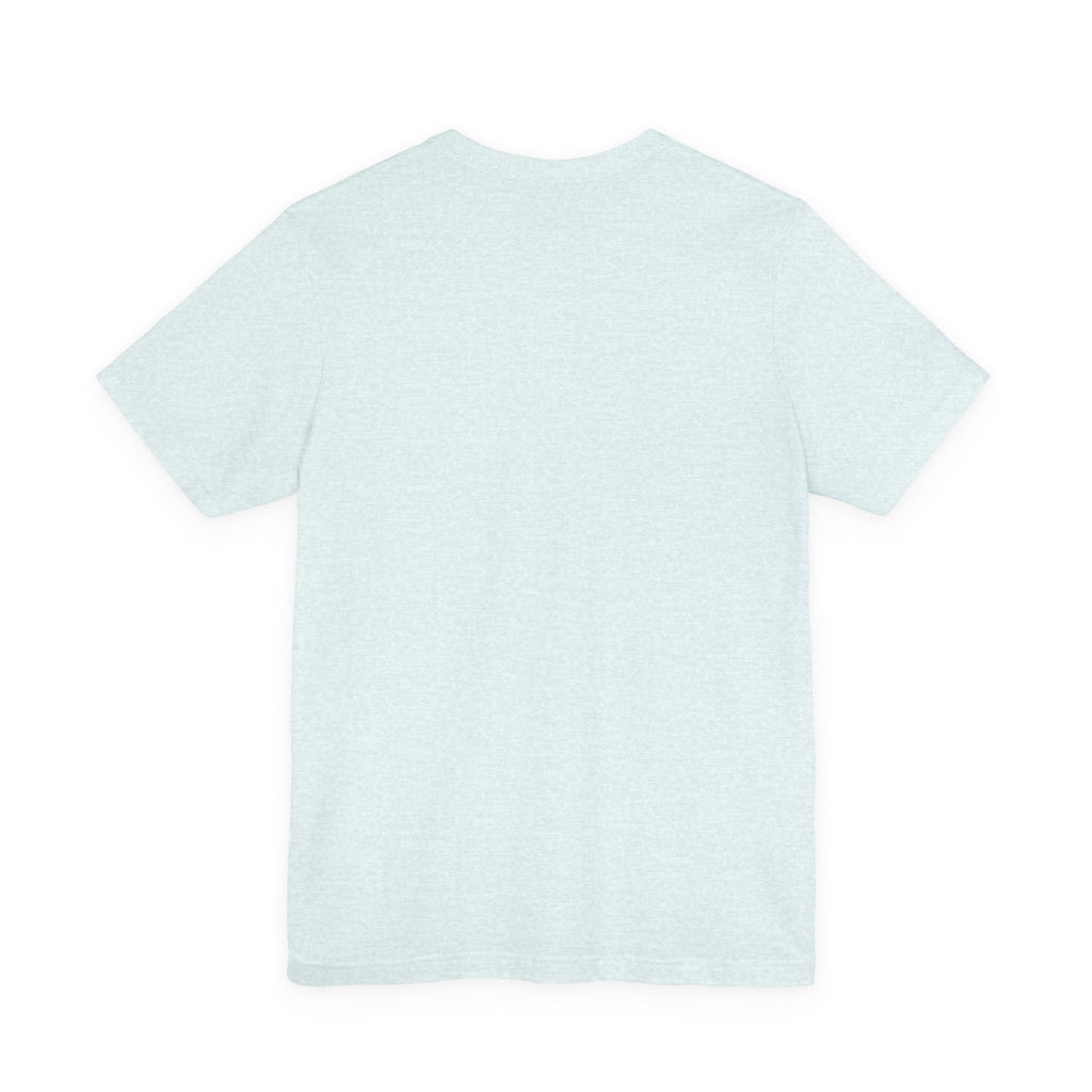 Light blue crewneck T-shirt, plain back view with no visible graphic