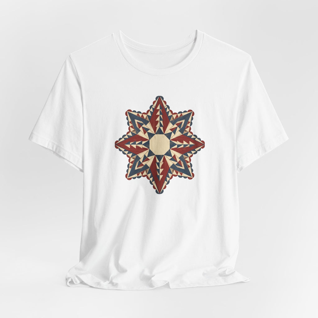 Southwestern Star Mandala Graphic Tee | Geometric Aztec Compass Boho Folk Art T-Shirt