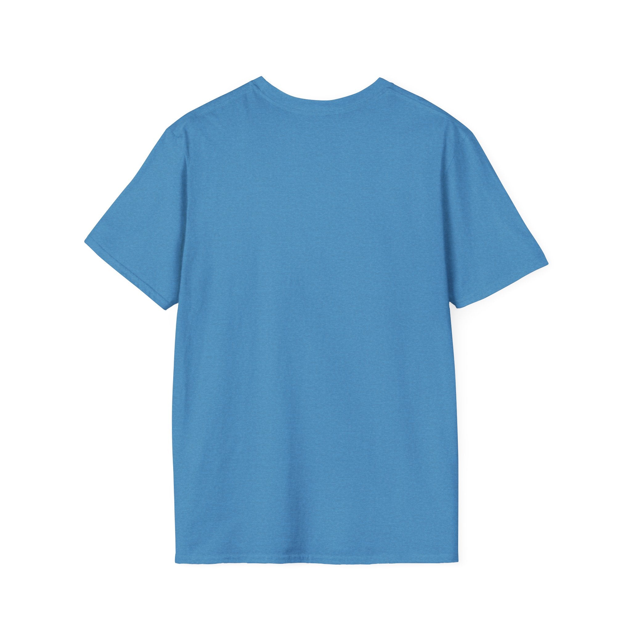 Light blue T-shirt with crew neck, plain front, short sleeves