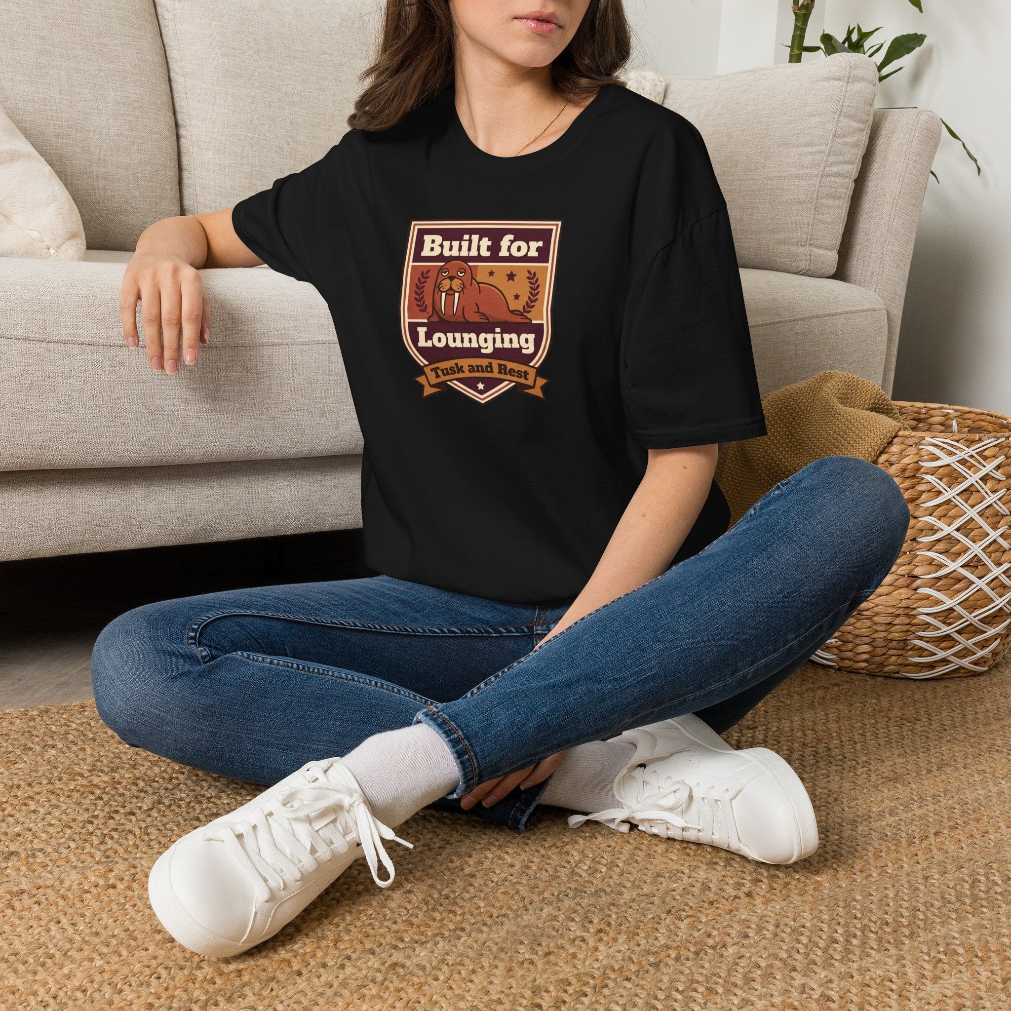 Funny Walrus T-Shirt | Built for Lounging Cute Animal Graphic Tee | Lazy Day Humor Shirt Gift