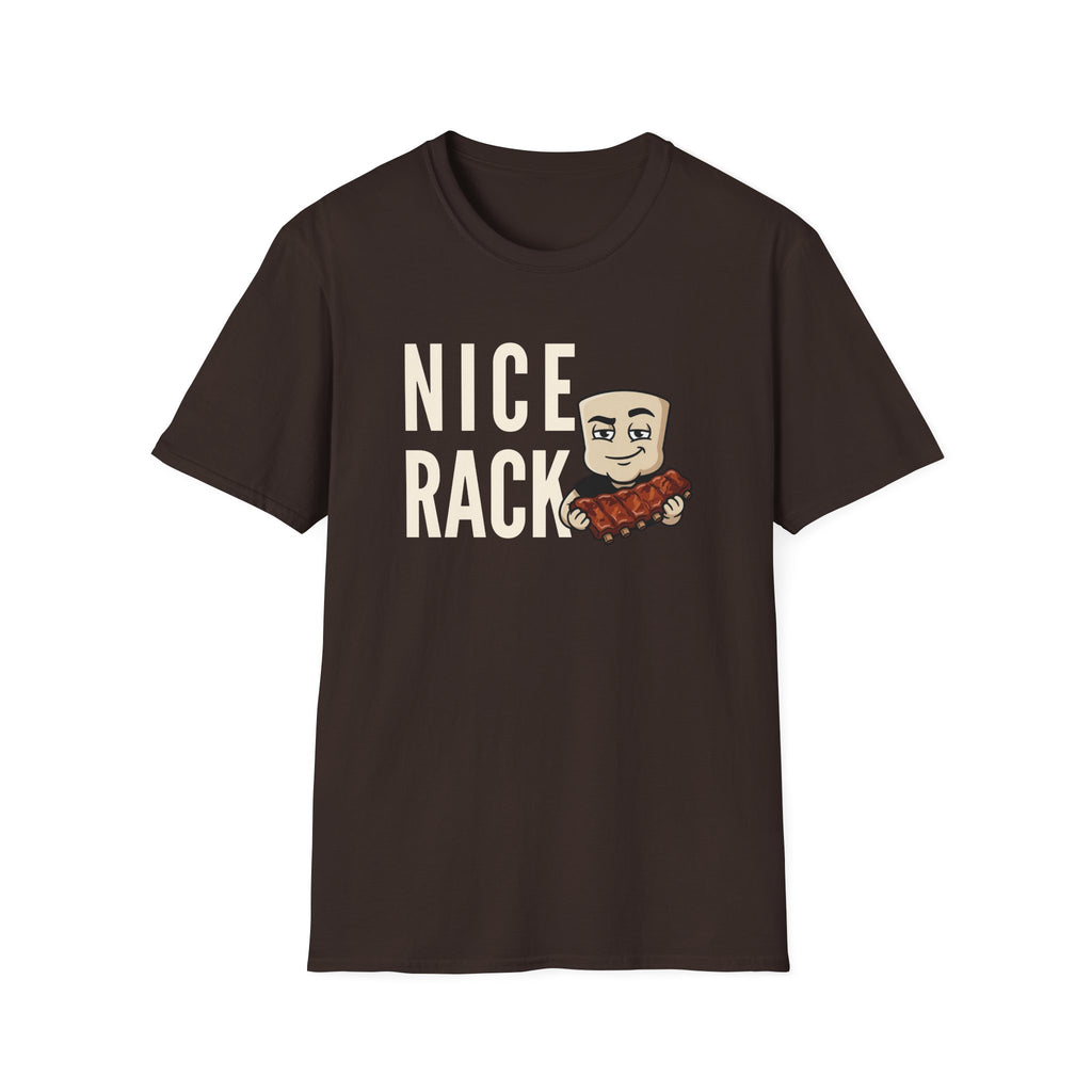 Nice Rack T-Shirt | Funny BBQ Ribs Grilling Tee | Cookout Humor Food Pun Gift