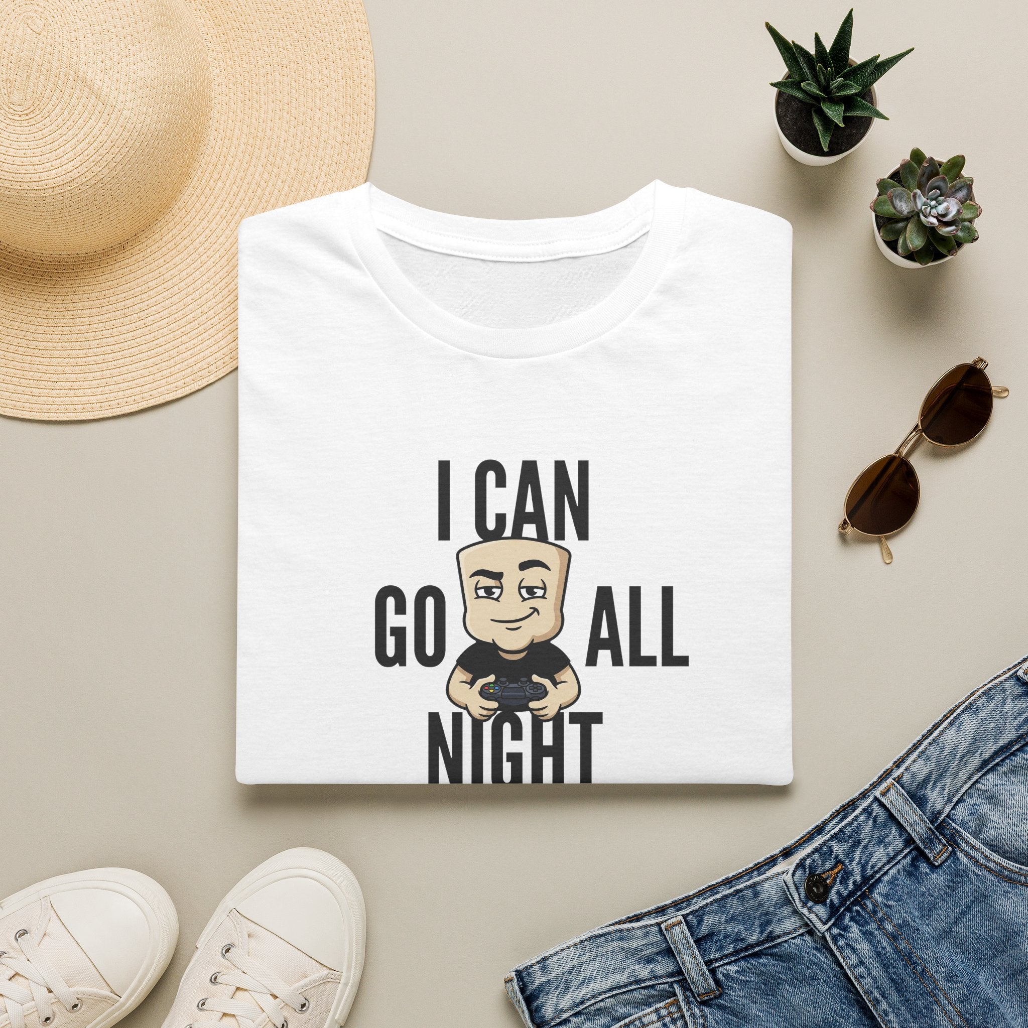 I Can Go All Night T-Shirt | Funny Gamer Tee | Video Game Controller Innuendo Humor Gift