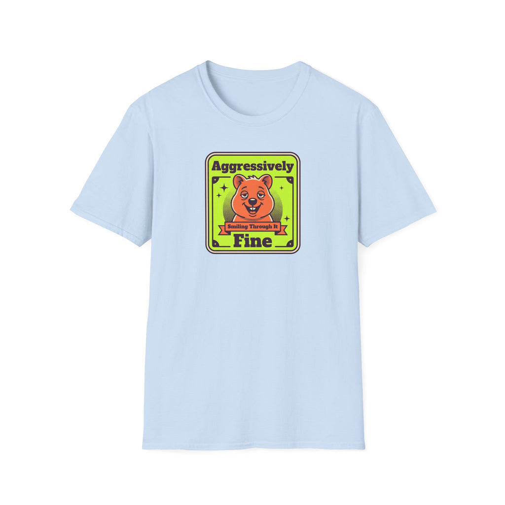 Funny Bear T-Shirt | Aggressively Smiling Fine Retro Neon Graphic Tee | Bear Lover Sarcastic Gift