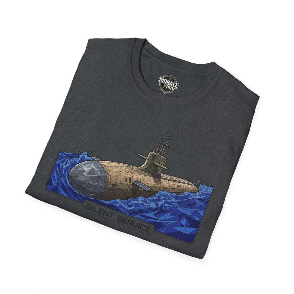 Dark gray crew-neck T-shirt with Silent Service submarine graphic