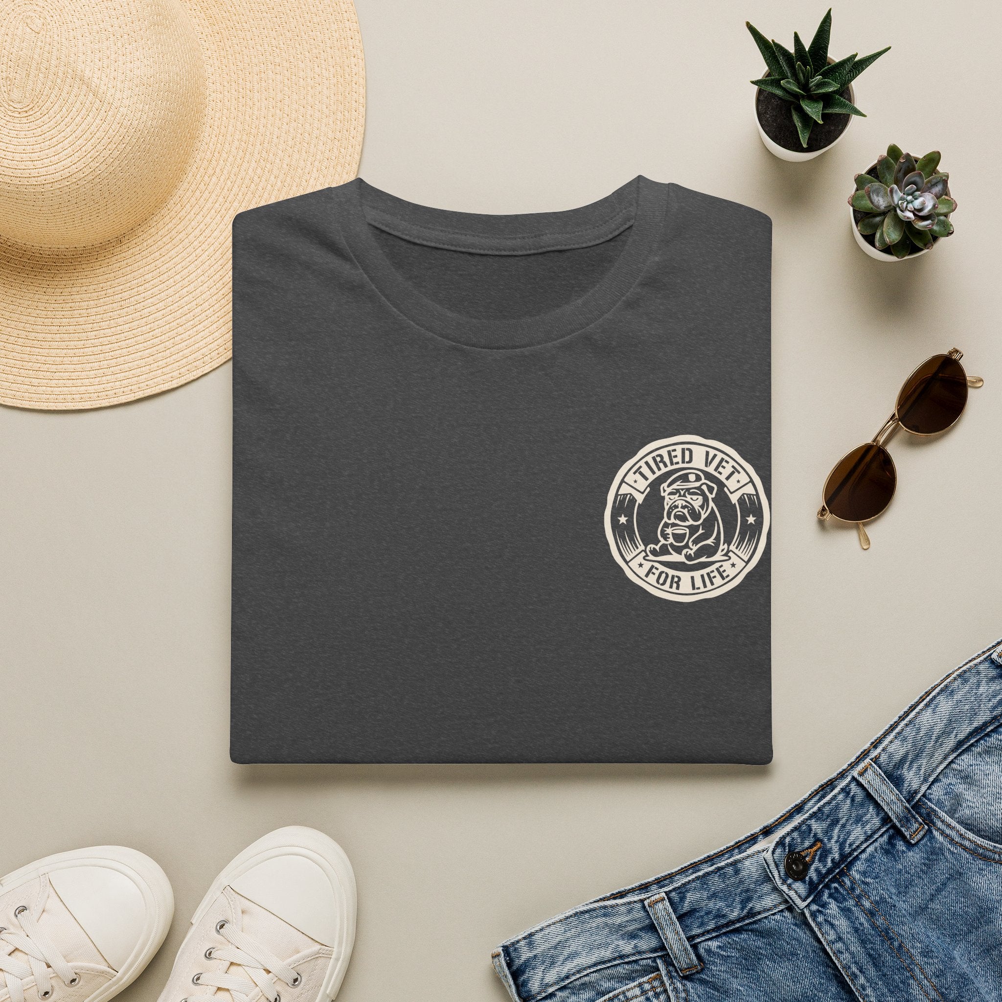 Funny Military Chow Hall Graphic T-Shirt Vintage Back Print with Faded Circle Chest Logo Unisex Tee
