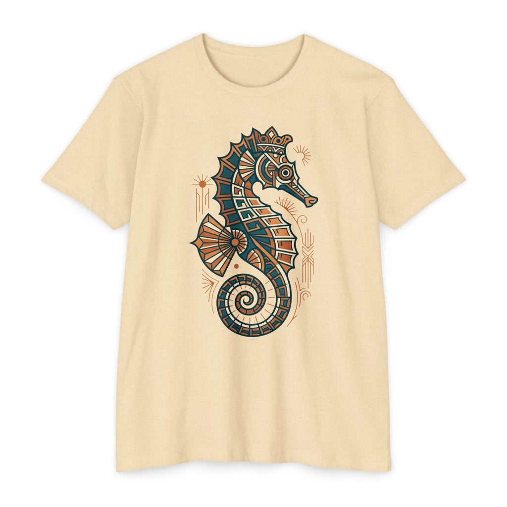 Seahorse T-Shirt Nautical Mosaic Coastal Beach Ocean Art Graphic Tee Sea Lover Gift Unisex