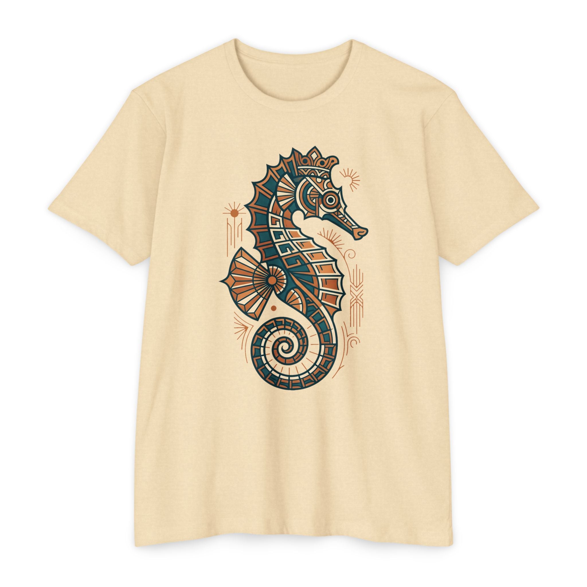 Seahorse T-Shirt Nautical Mosaic Coastal Beach Ocean Art Graphic Tee Sea Lover Gift Unisex
