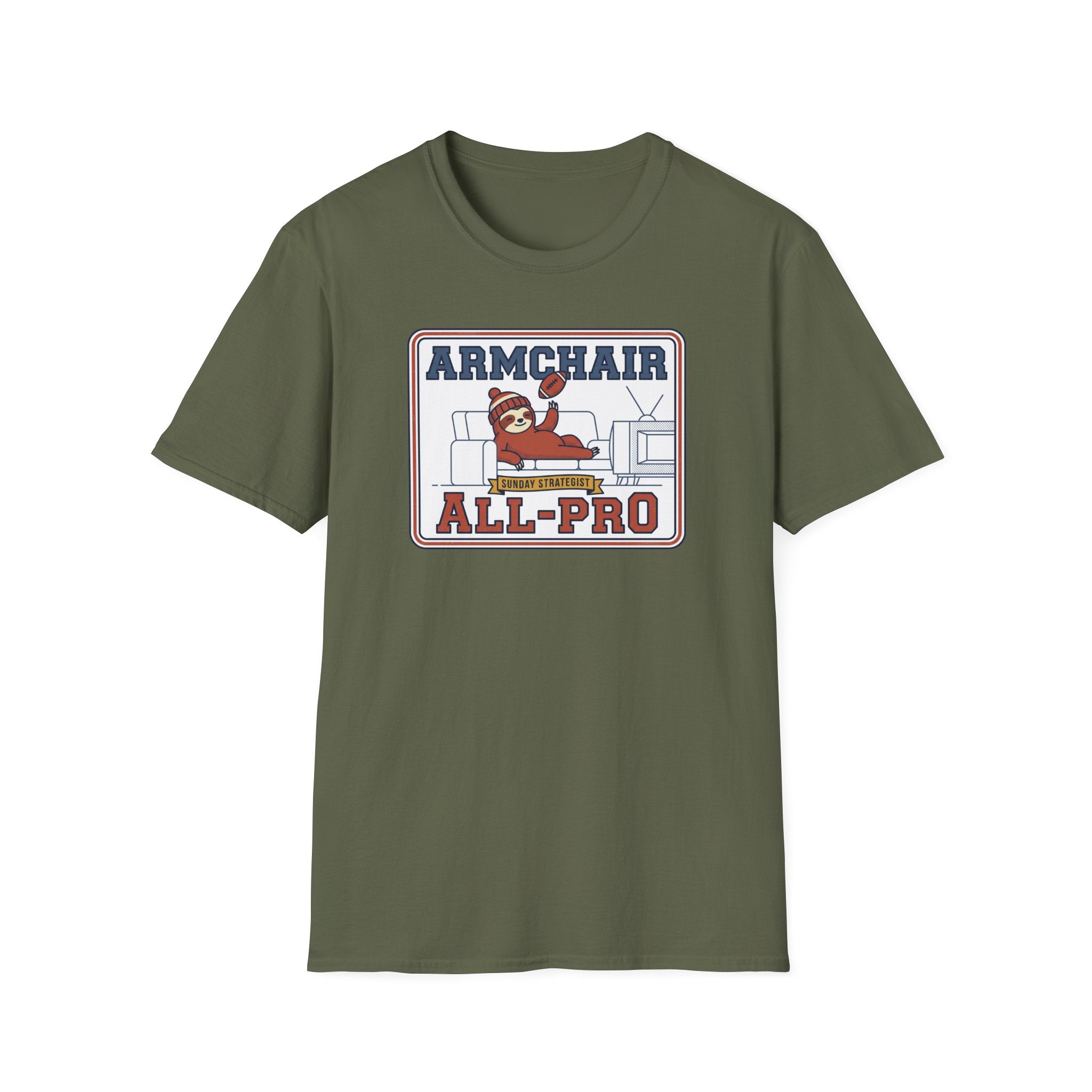 Funny Sloth Football T-Shirt | Lazy Game Day Couch Fan Tee