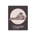 Square Virginia wall sign in mauve with light circle, state outline, and cursive “Virginia”