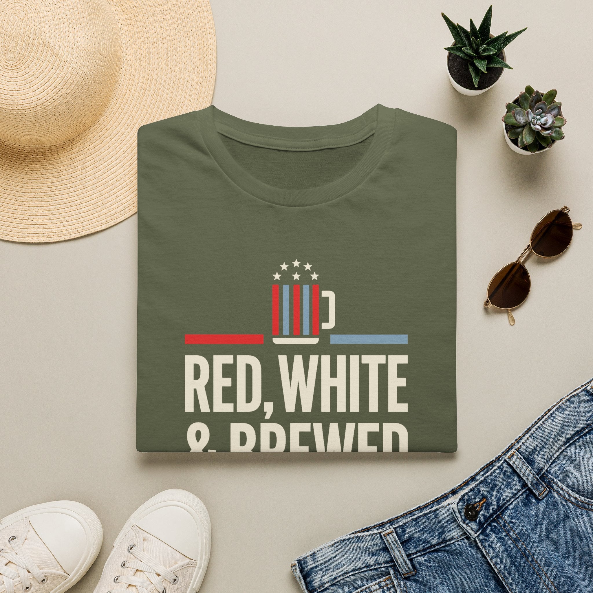 Red White & Brewed T-Shirt | Patriotic Beer Tee, 4th of July Shirt, Beer Lover Gift, USA Independence Day Graphic Tee