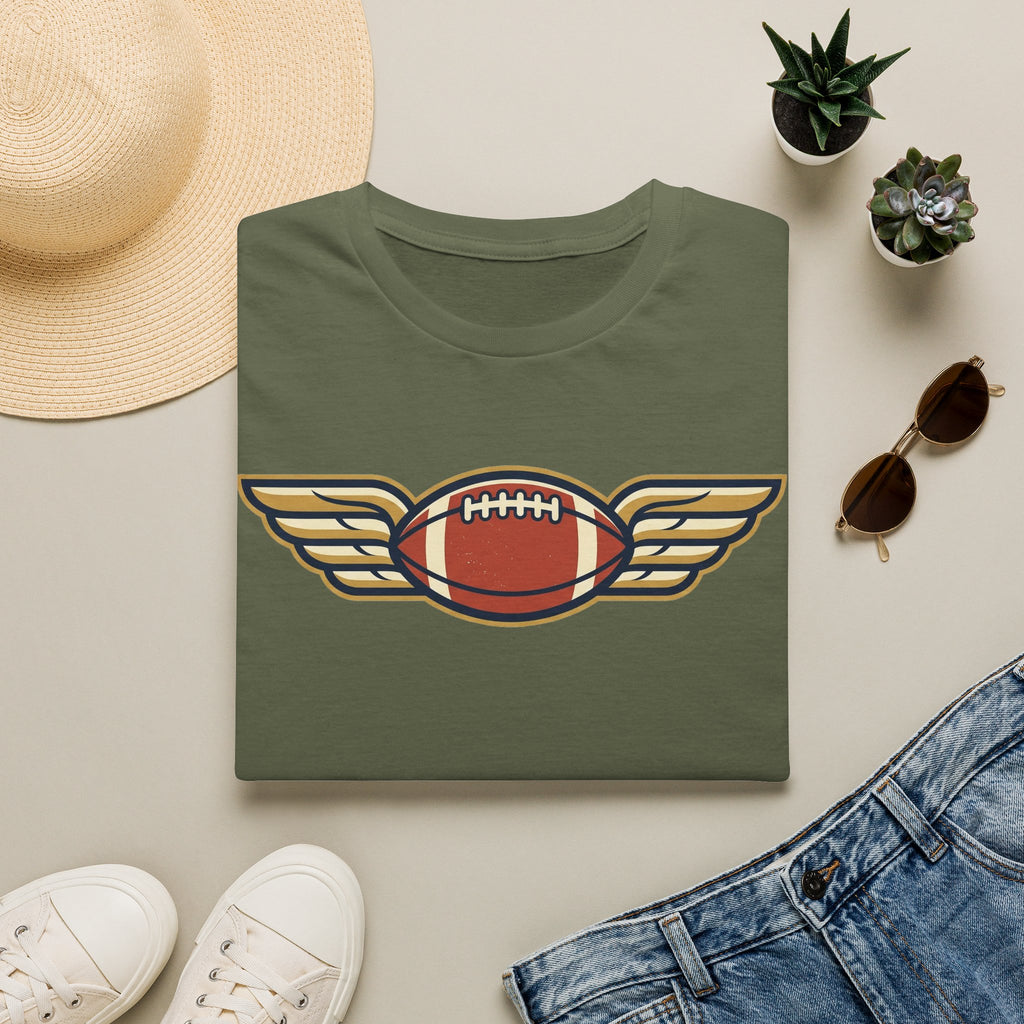 Winged Football T-Shirt | Vintage Retro Flying Football Tee