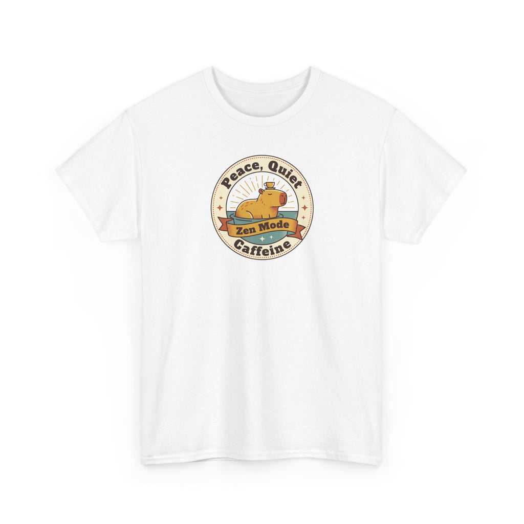 Peace Quiet Caffeine T-Shirt | Funny Zen Mode Capybara Graphic Tee