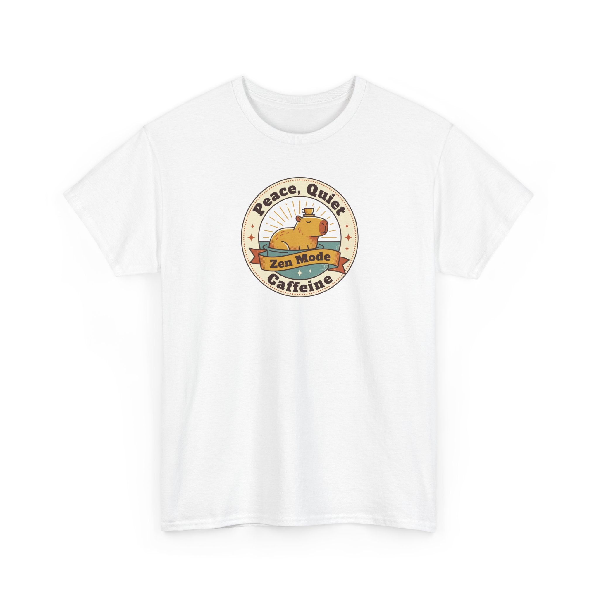 Peace Quiet Caffeine T-Shirt | Funny Zen Mode Capybara Graphic Tee