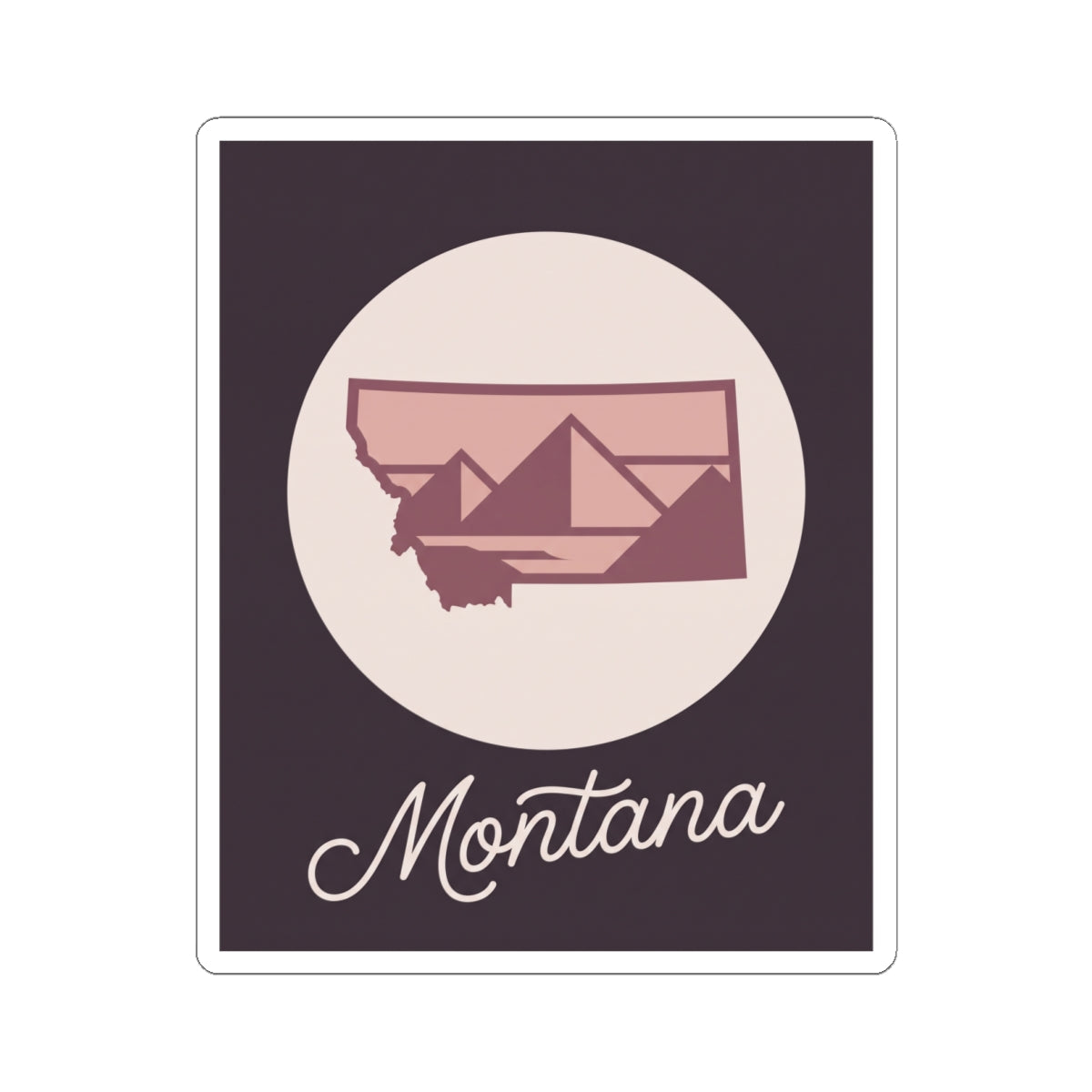 Montana state graphic sticker with “Montana” cursive text under a circular badge