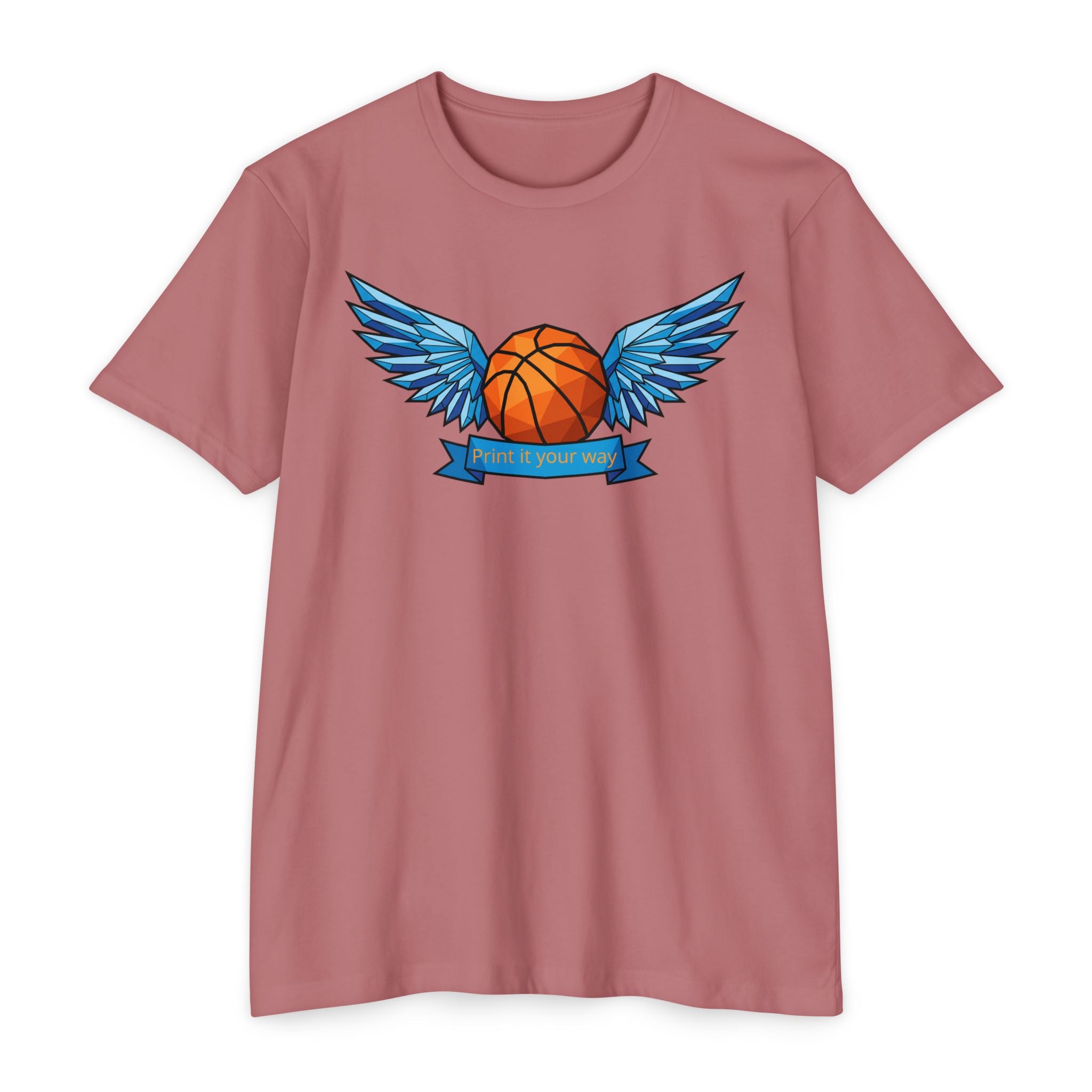 Custom Basketball T-Shirt Personalized Winged Basketball Banner Tee Add Your Name or Team Unisex