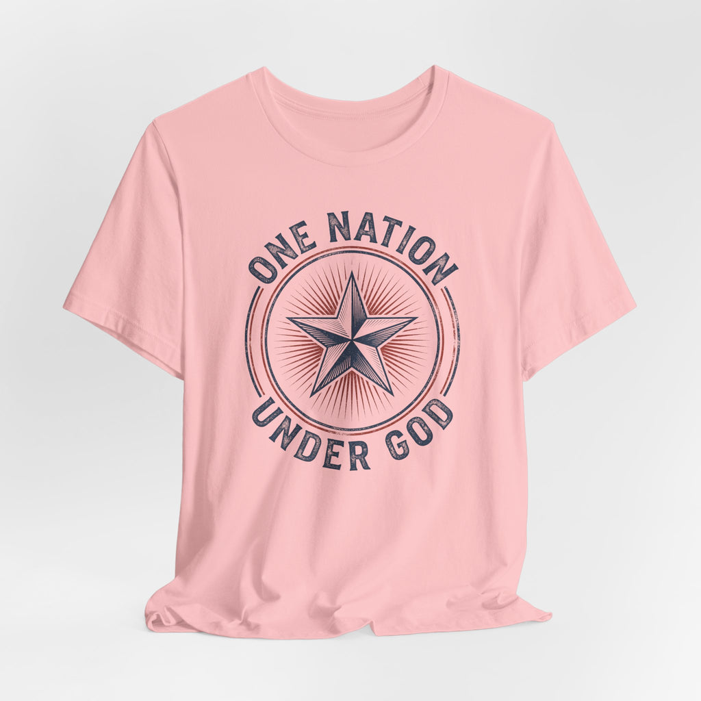 One Nation Under God T-Shirt | Patriotic Christian Faith Americana Star Graphic Tee