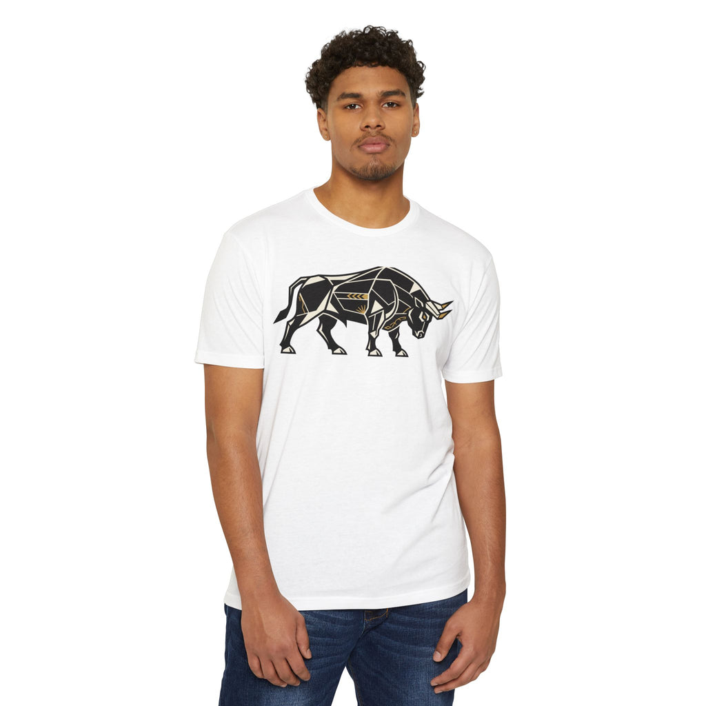 Bull T-Shirt Geometric Illustration Charging Bull Graphic Tee Animal Lover Gift Streetwear Unisex