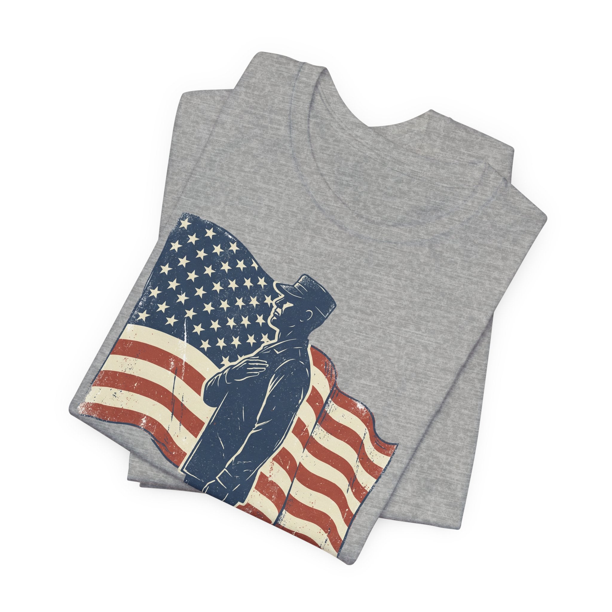 Saluting Soldier with American Flag T-Shirt | Patriotic Military Tee