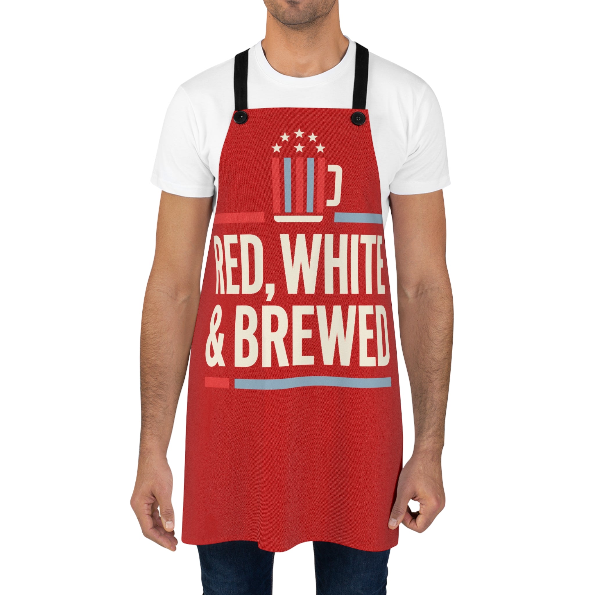 Red White and Brewed Apron | Patriotic Beer BBQ Grilling Apron | Fourth of July Kitchen Apron | Funny USA Gift Apron