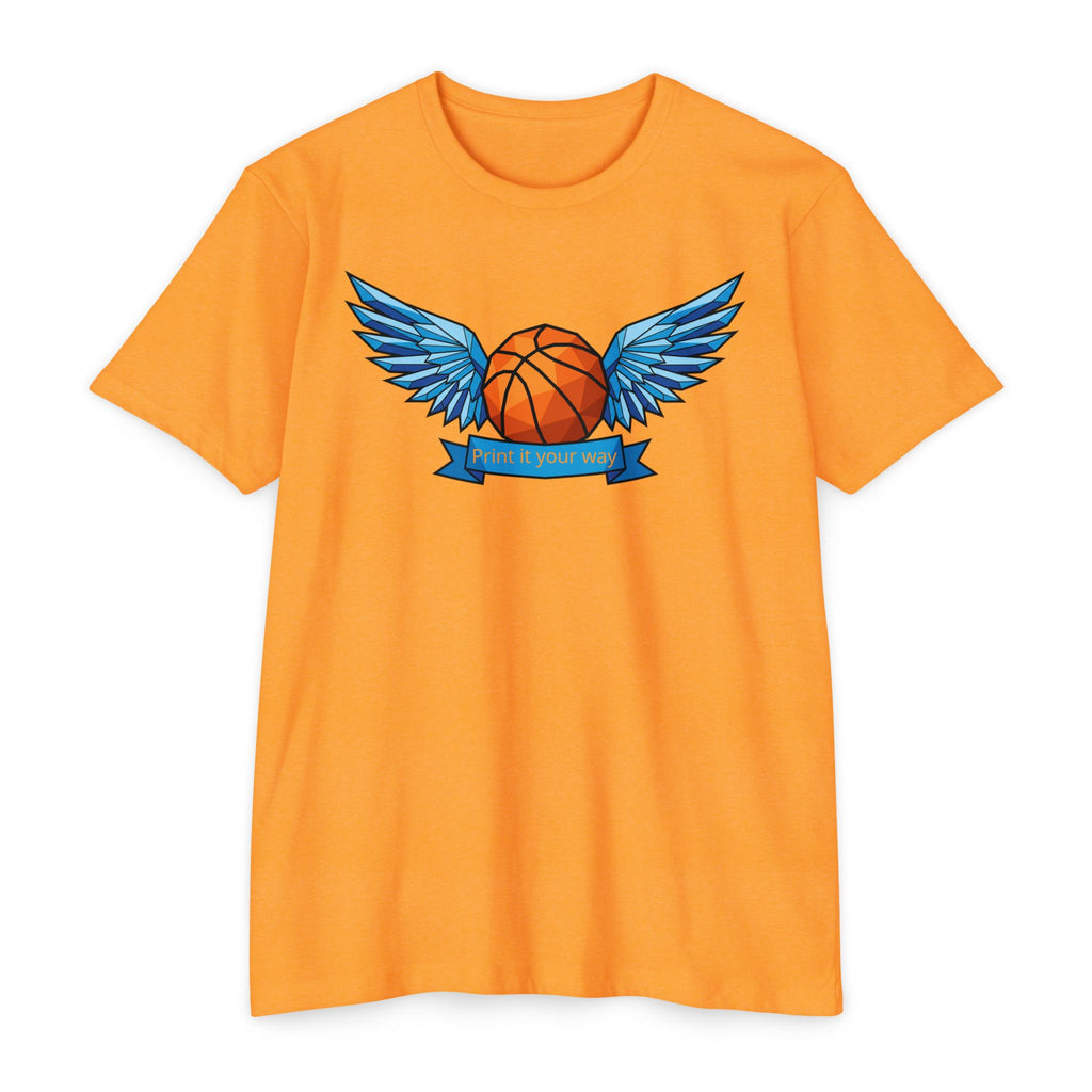 Custom Basketball T-Shirt Personalized Winged Basketball Banner Tee Add Your Name or Team Unisex