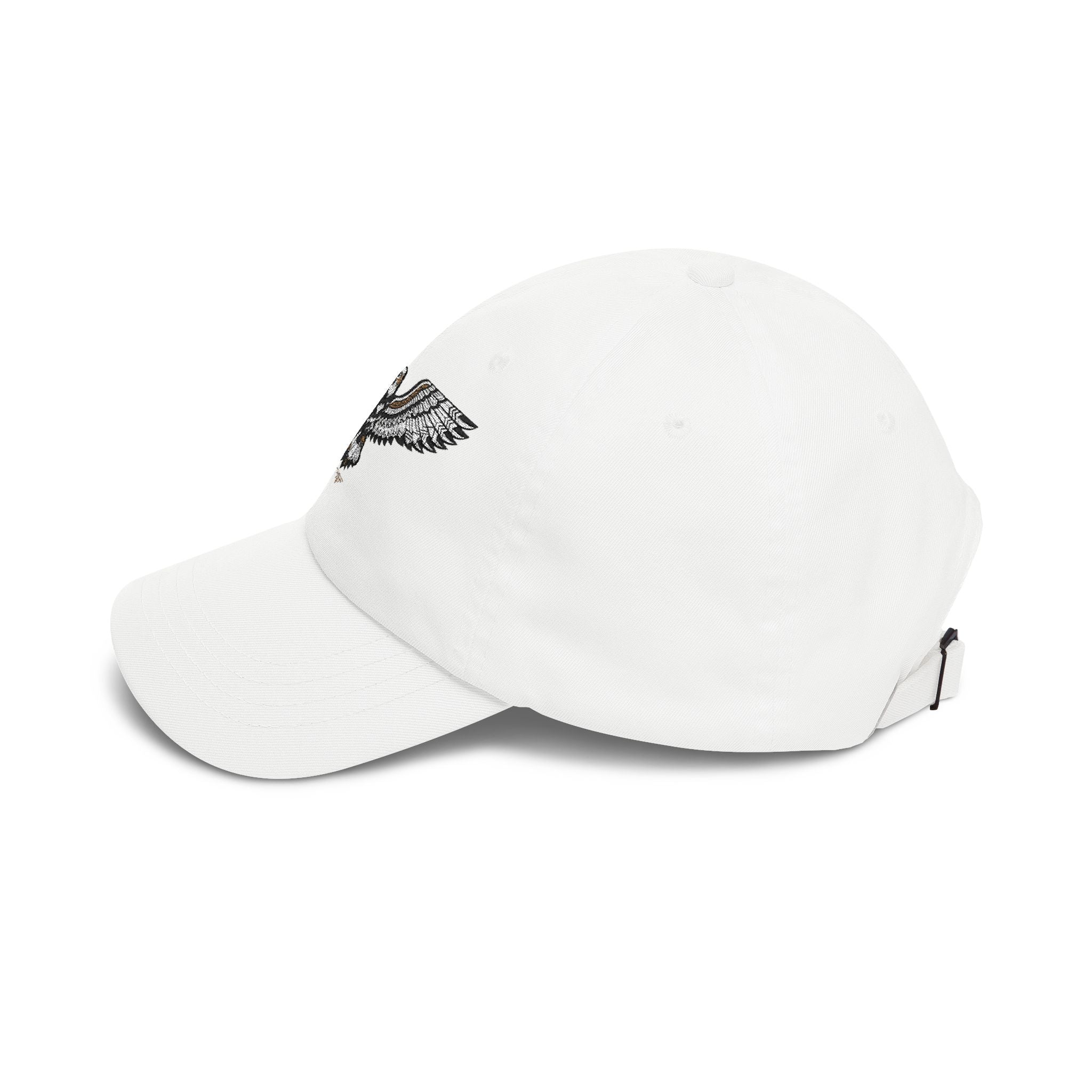Embroidered Soaring Eagle Dad Cap — Classic White Baseball Hat