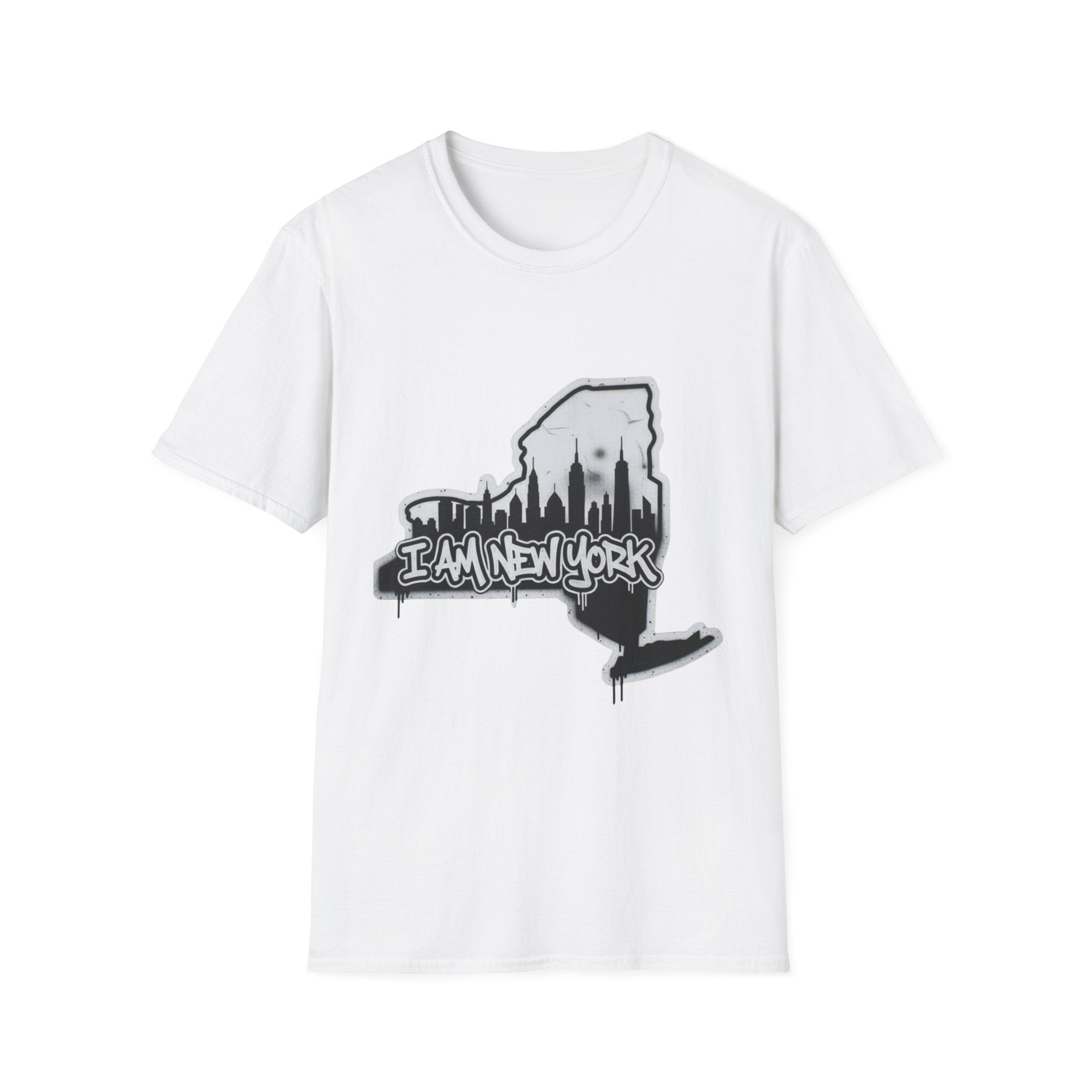 I AM NEW YORK graffiti T-shirt in white with skyline graphic