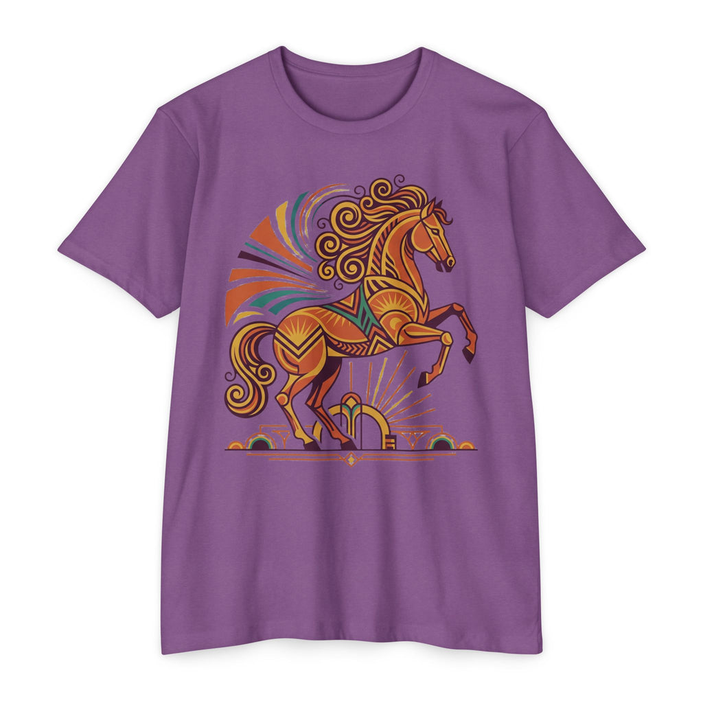 Horse T-Shirt Boho Prancing Horse Sunburst Illustration Graphic Tee Nature Lover Gift Unisex
