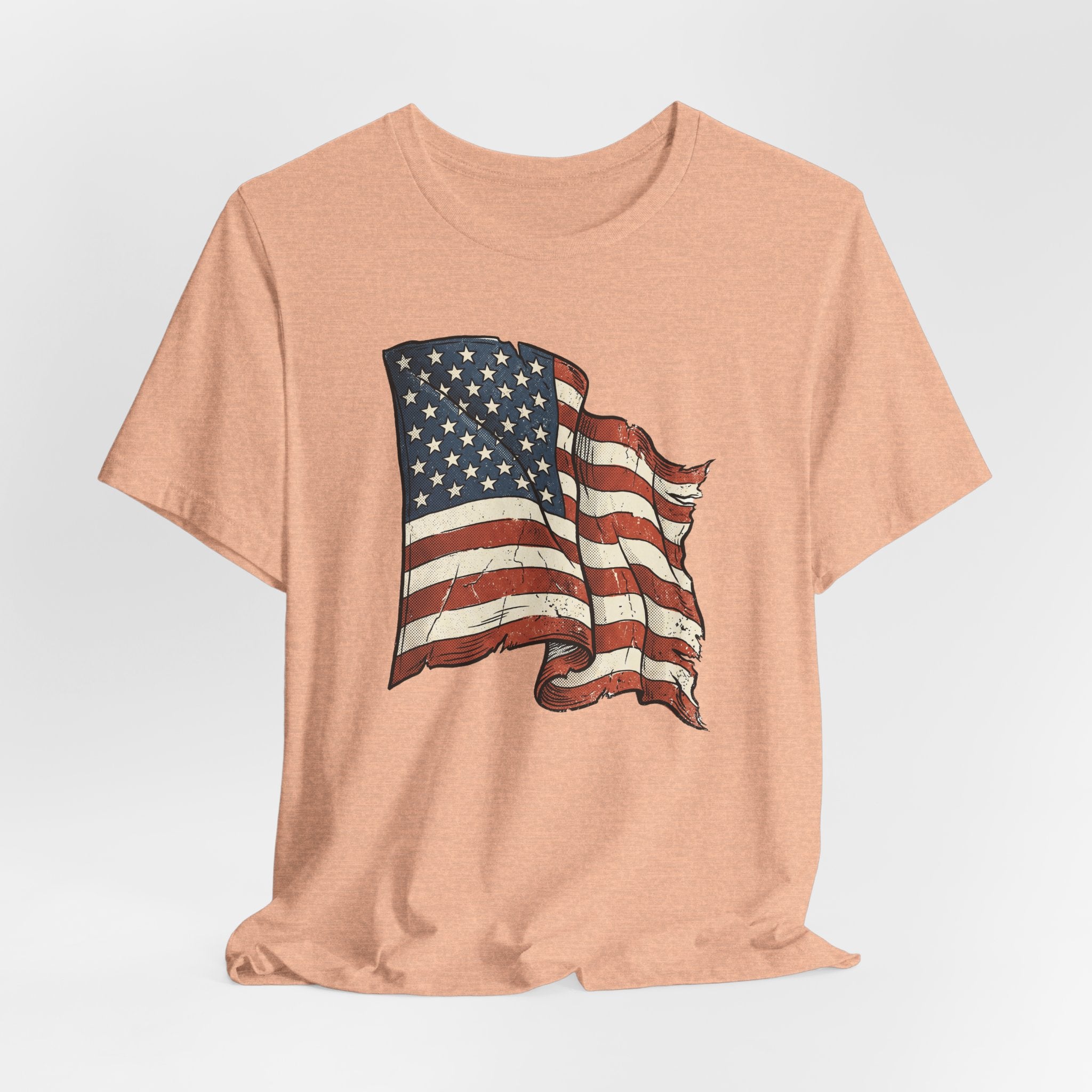 Vintage Waving American Flag T-Shirt | USA Stars Stripes Distressed Patriotic Graphic Tee