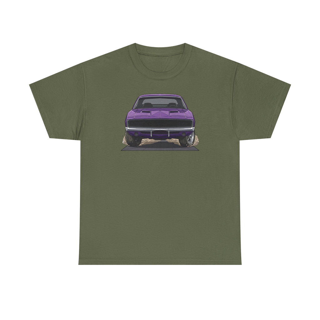 Retro Purple Muscle Car Tee | Front and Back Car Illustration
