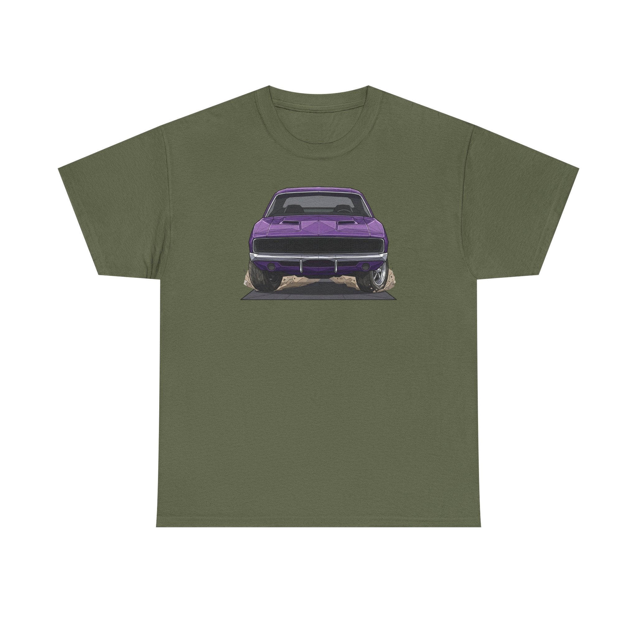 Retro Purple Muscle Car Tee | Front and Back Car Illustration