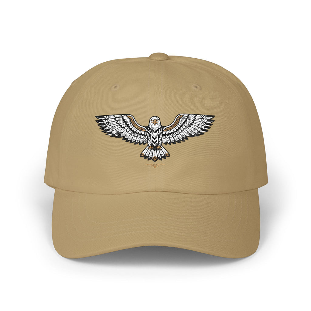 Embroidered Soaring Eagle Dad Cap — Classic White Baseball Hat