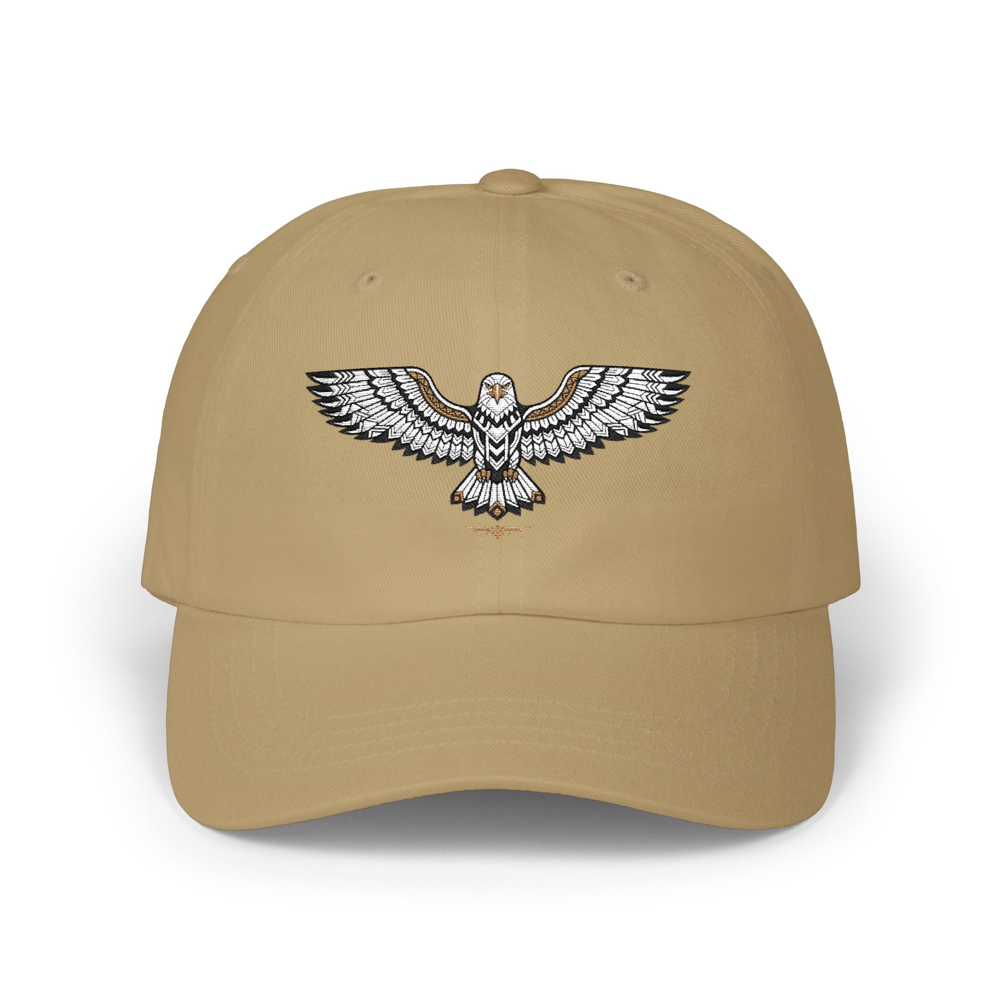 Embroidered Soaring Eagle Dad Cap — Classic White Baseball Hat