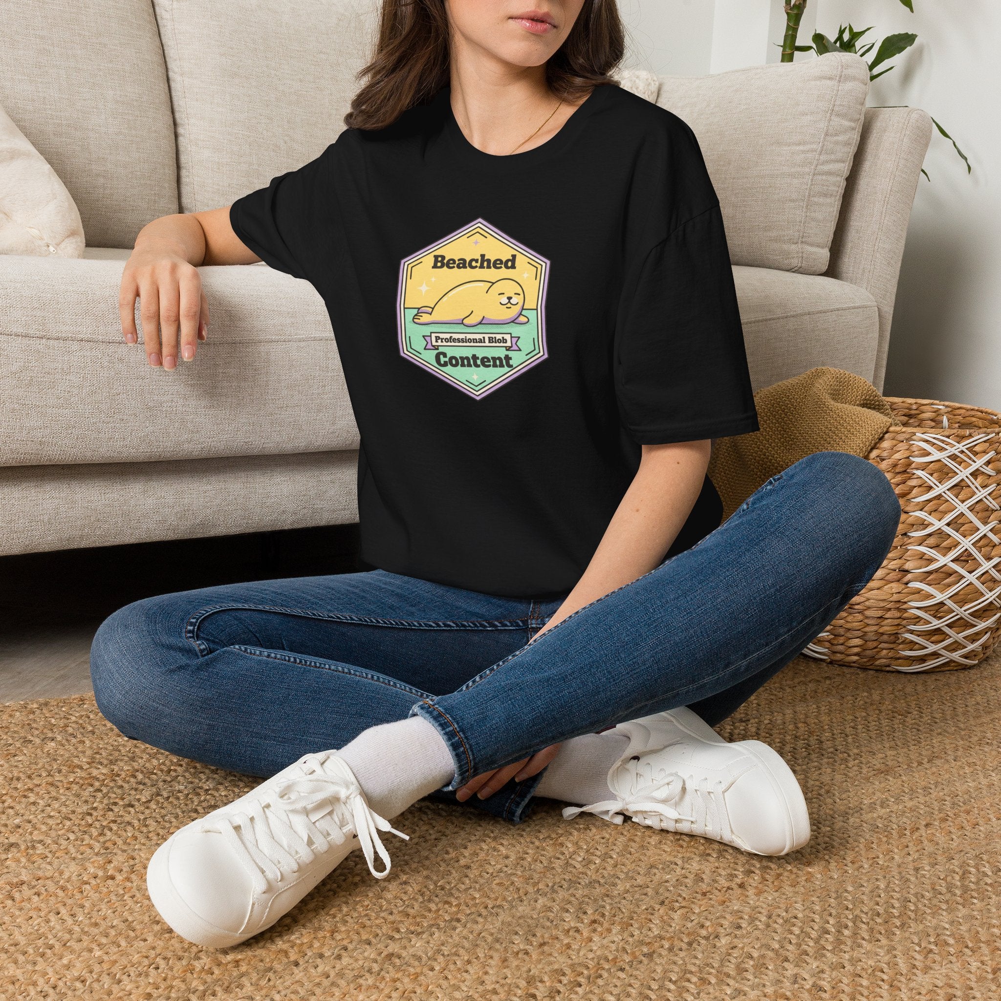 Beached Content seal badge T-Shirt | Cute beach seal design