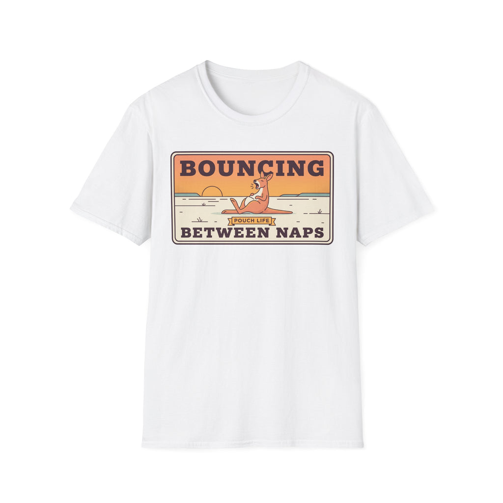 Bouncing Between Naps Kangaroo Illustration T-Shirt | Retro Pouch Life Tee