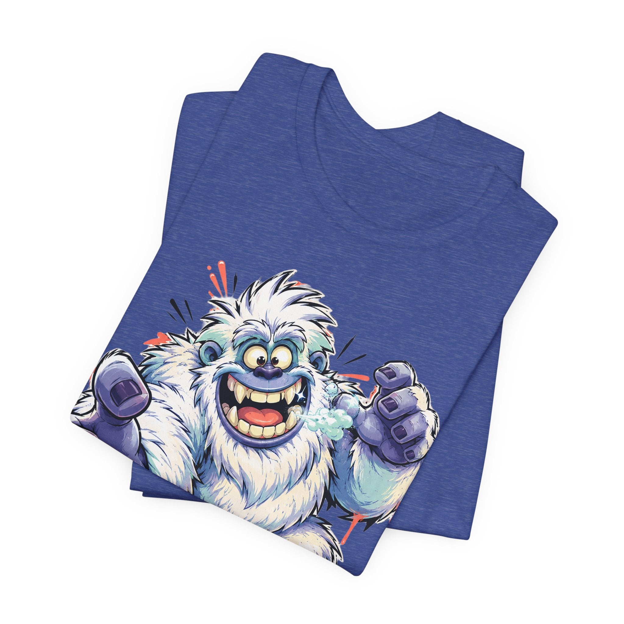 Playful Yeti Monster T-Shirt | Cartoon Sasquatch Tee, Snow Creature Illustration, Fun Unisex Gift