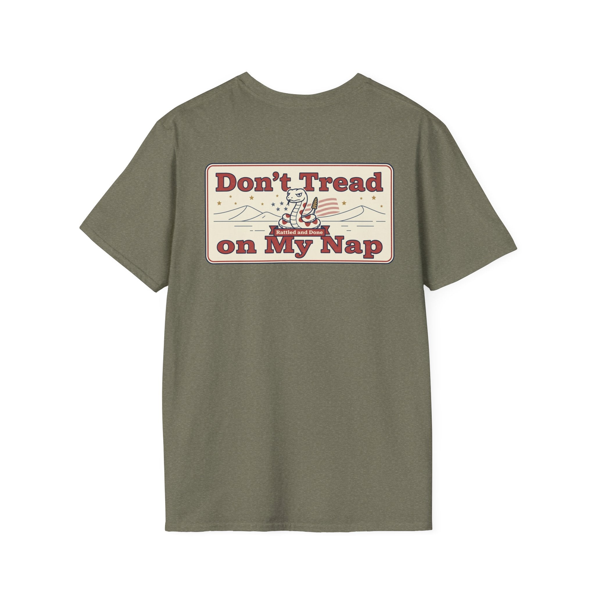 Funny Retired Veteran T-Shirt Dont Tread on My Nap Patriotic Humor Tee with Military Chest Emblem