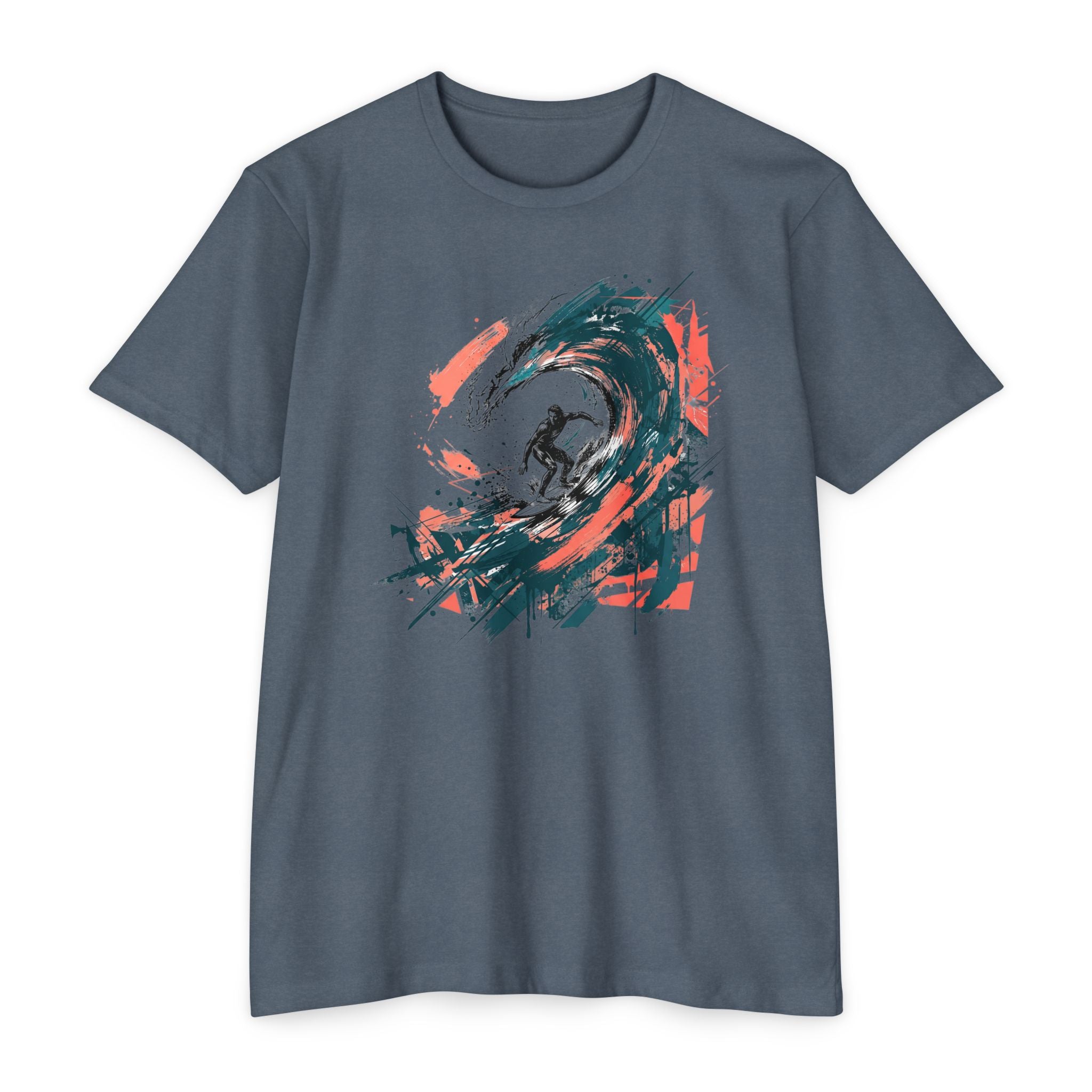 Surfer T-Shirt Wave Paintbrush Art Abstract Ocean Surf Graphic Tee Surfer Gift Beach Lover Unisex