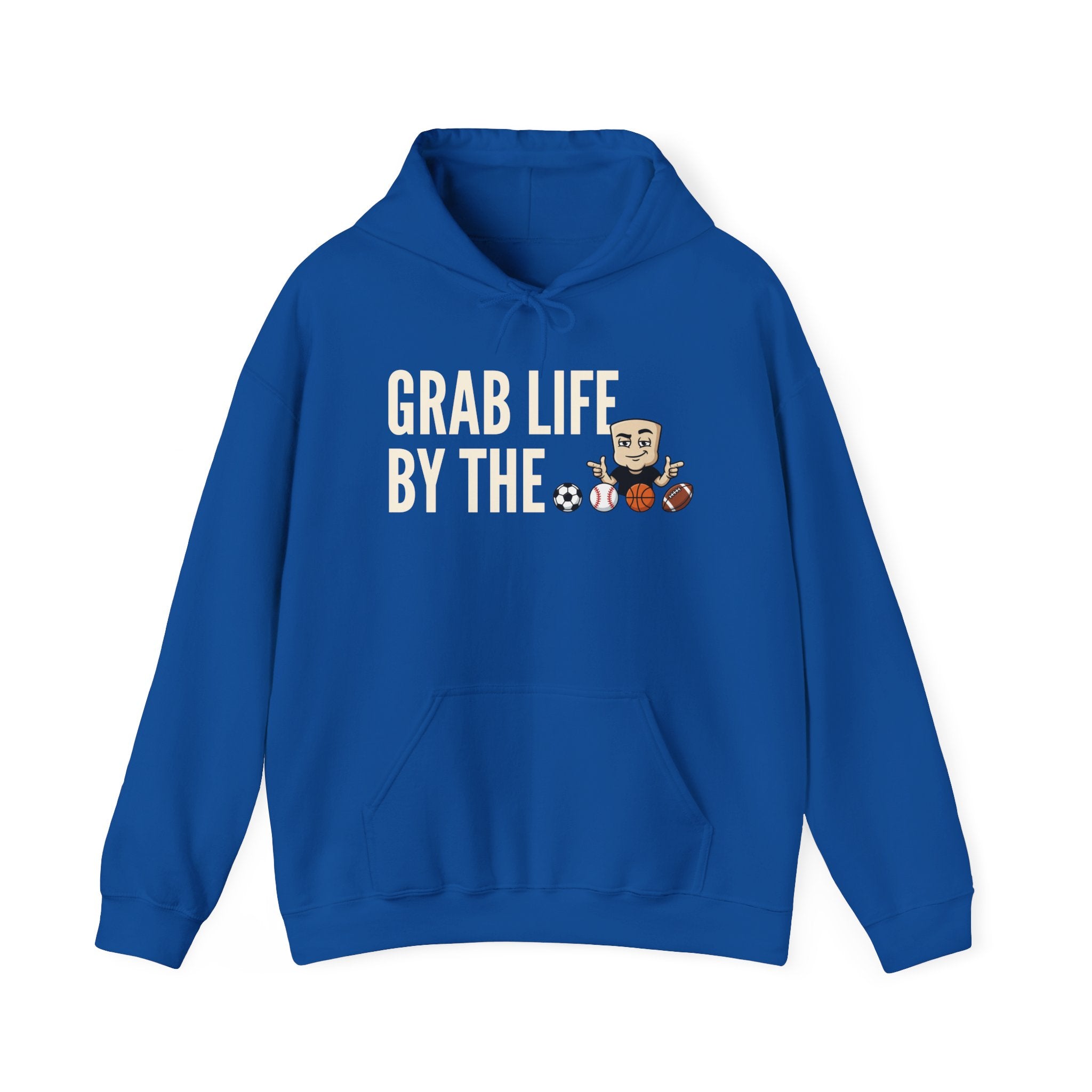 Grab Life By The Balls Hoodie | Funny Sports Ball Graphic Adult Humor Sweatshirt Gift