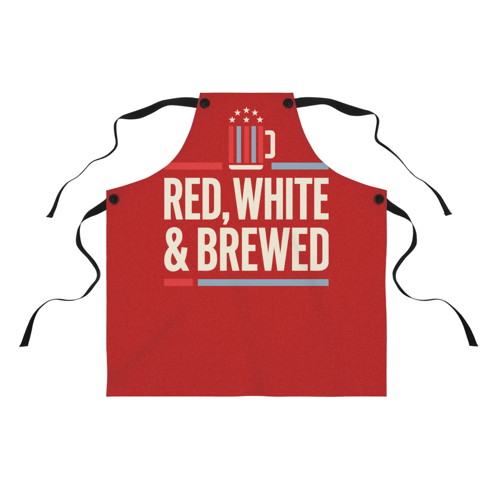 Red White and Brewed Apron | Patriotic Beer BBQ Grilling Apron | Fourth of July Kitchen Apron | Funny USA Gift Apron