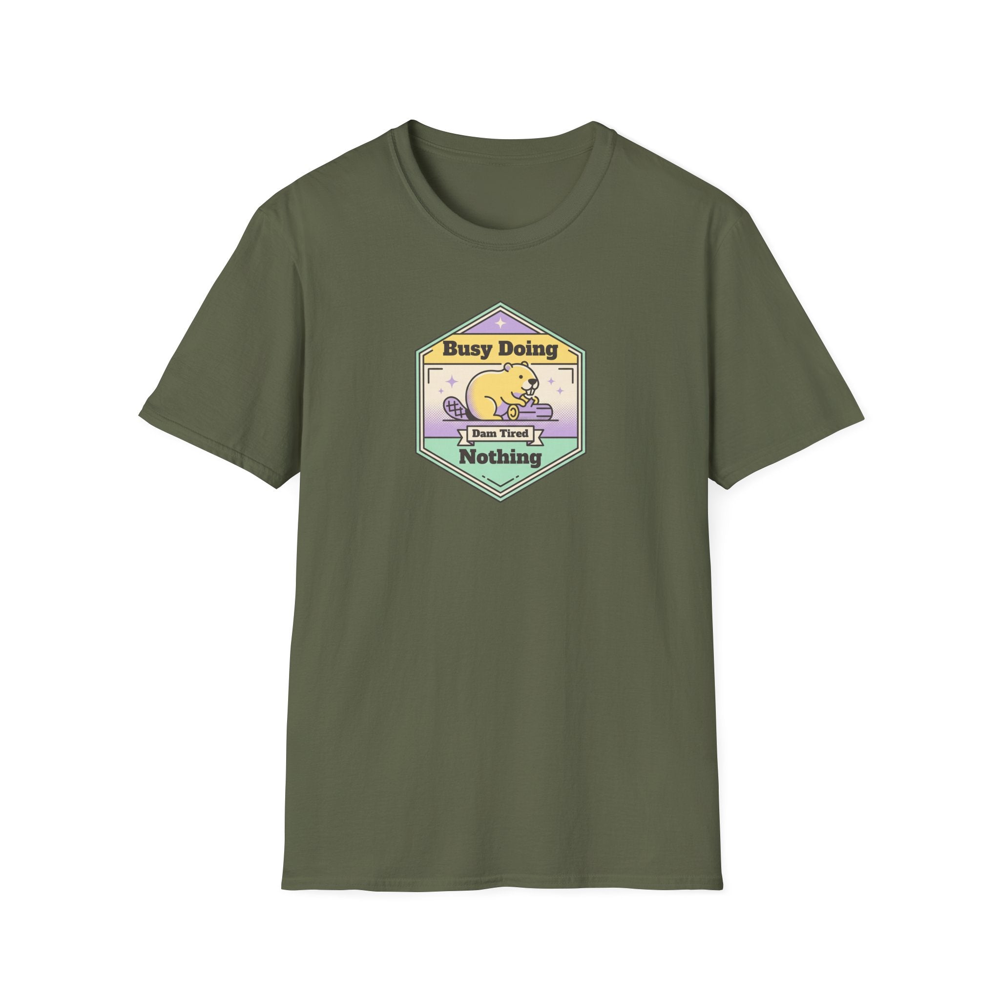 Funny Sloth T-Shirt | Busy Doing Nothing Cute Pastel Sloth Graphic Tee | Lazy Day Animal Shirt Gift