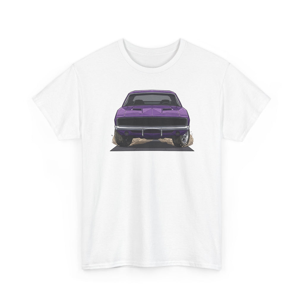Retro Purple Muscle Car Tee | Front and Back Car Illustration