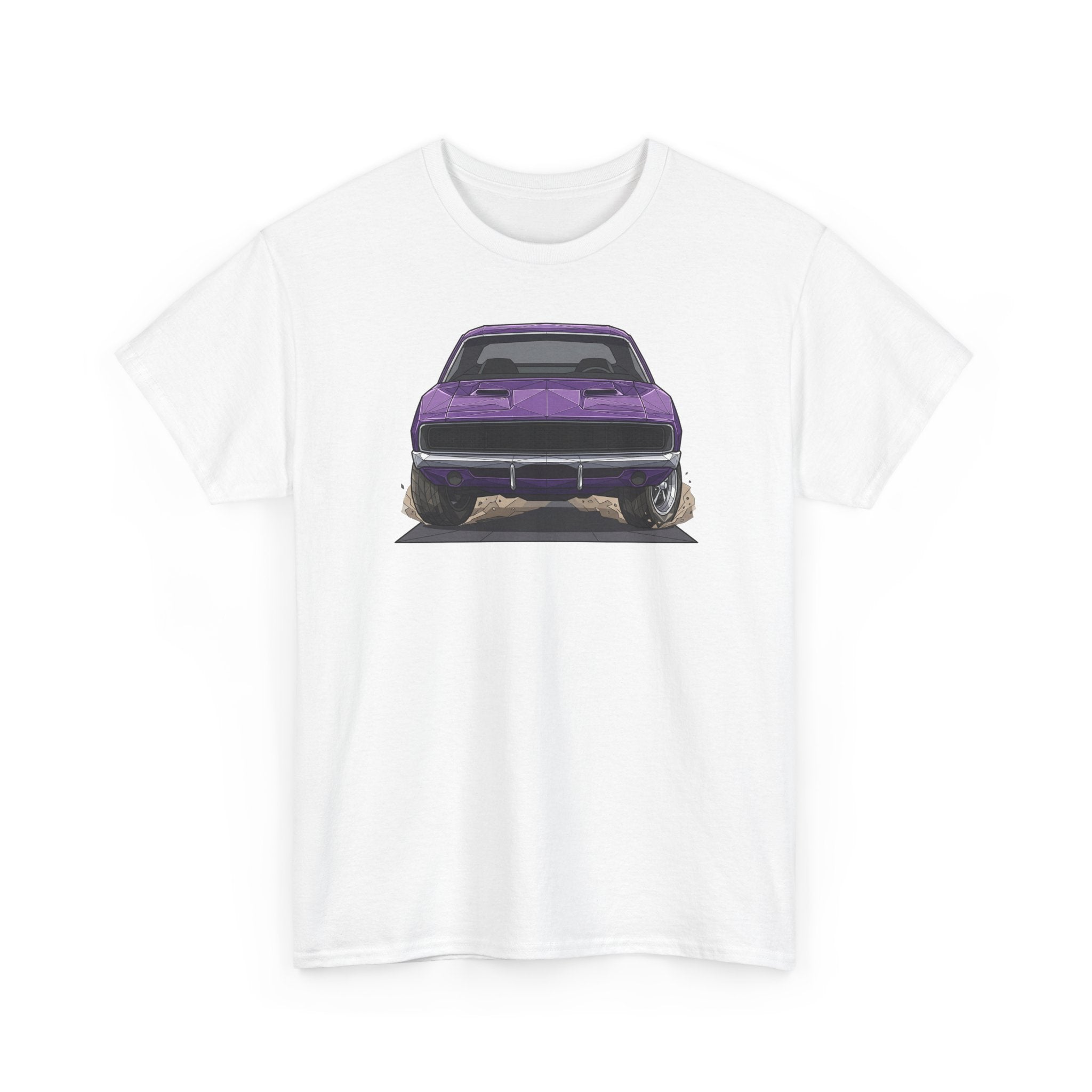 Retro Purple Muscle Car Tee | Front and Back Car Illustration