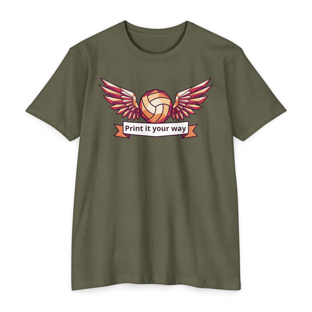 Custom Volleyball T-Shirt Personalized Winged Volleyball Banner Tee Add Your Name or Team Gift Unisex
